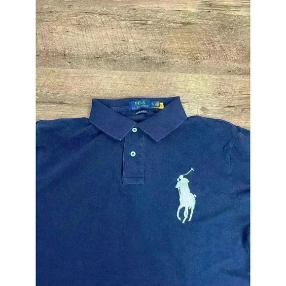 Polo Ralph Lauren Big Pony #3 Custom Slim Fit Polo Blue Rugby Short Sleeve XL - Picture 2 of 13